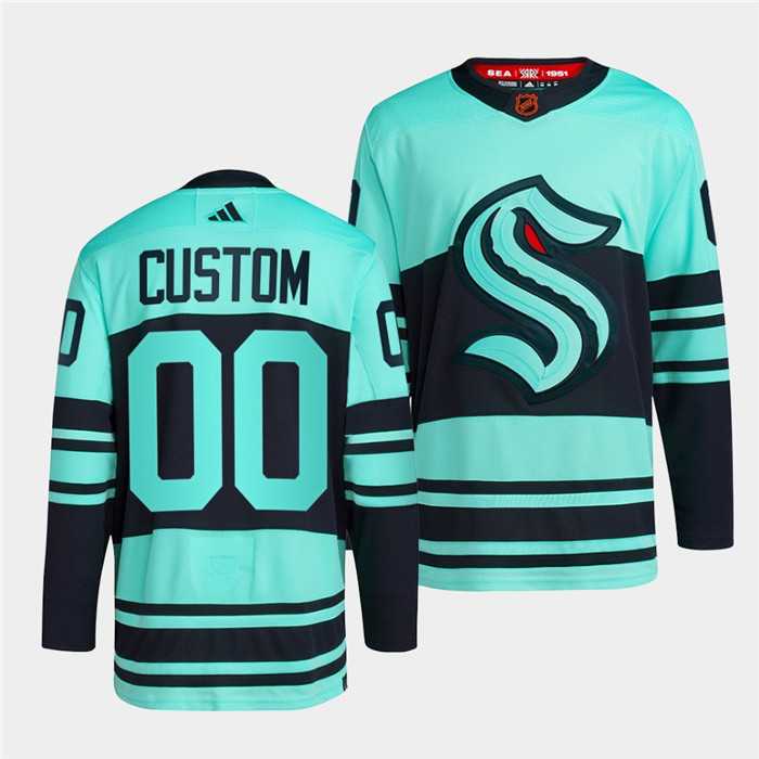 Mens Seattle Kraken Custom Ice Blue 2022-23 Reverse Retro Stitched Jersey->customized nhl jersey->Custom Jersey